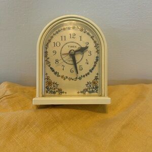 Vintage GE Timex Ivory Floral Alarm Clock